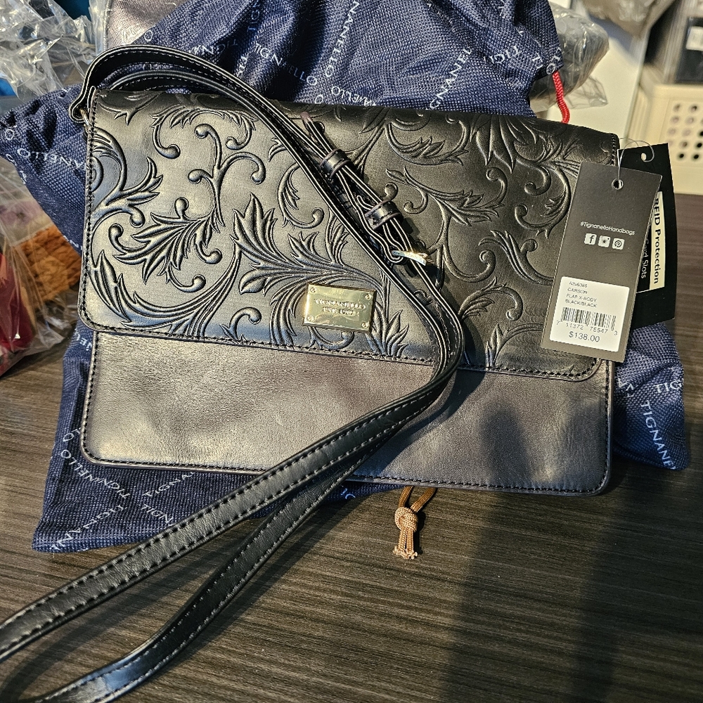 Tignanello NWT Tooled Flap Crossbody